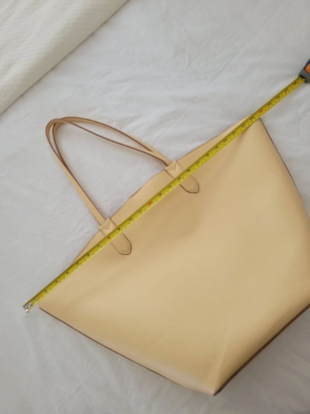 A New Day Tote Bag Beige Faux Leather Shoulder Handbag Large Beach Travel Tote - Picture 7 of 9